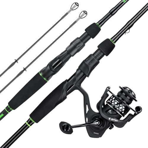 KastKing Zephyr Dual-Tip Fishing Rod and Reel Combo,Spinning & Baitcaster Combo,Dual Tips Section for Different Powers,IM6 Graphite 2-Piece Rod with Extra Tip,Sensitive & Powerful,Freshwater Fishing - style: Spin: 6'0"- Ml& M- Dual-tip Rod - 2000 Reel(bla
