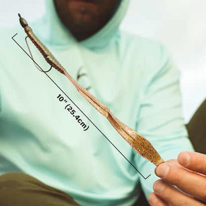 6th Sense – Ridge Worm – Soft Plastic Worm – Bass Fishing – Long Flowing Ribbon Tail Worm – Made in the USA (7 per Pack) - color: Green Pumpkin Pro
