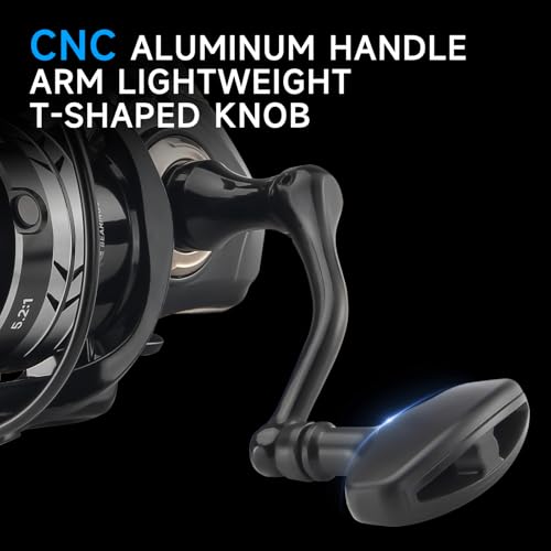 HAUT TON LT Metal Spinning Fishing Reel, Freshwater and Saltwater Fishing Reels, 5+1 Stainless Steel BB, 39.5Lbs Max Drag, CNC Aluminum Handle 3000/4000/5000/6000 for Casting Reel - size: 3000