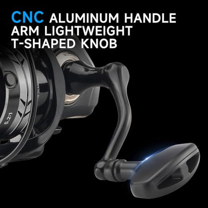 HAUT TON LT Metal Spinning Fishing Reel, Freshwater and Saltwater Fishing Reels, 5+1 Stainless Steel BB, 39.5Lbs Max Drag, CNC Aluminum Handle 3000/4000/5000/6000 for Casting Reel - size: 4000