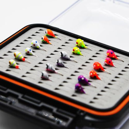 Alichino Ice Fishing Jig Set Ice Fishing Lures Micro Jig Head Hook Set for Panfish, Crappie, Walleye, Perch, Trout, Bluegill - color: 18pcs Tungsten Ice Jigs Set