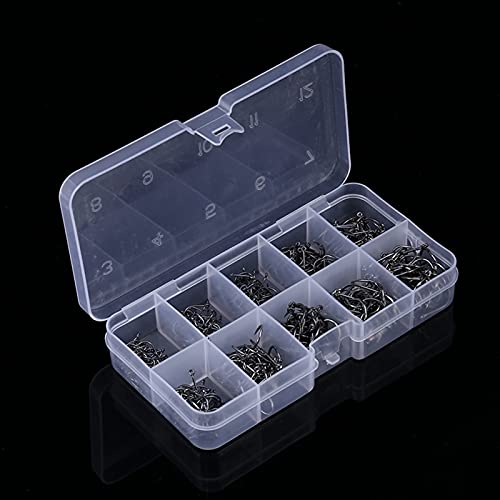 500pcs Fish Hook Set, Barbed Carbon Steel Fishing Jig Hooks with Tackle Box for Freshwater Saltwater, Assorted Sizes 3 4 5 6 7 8 9 10 11 12