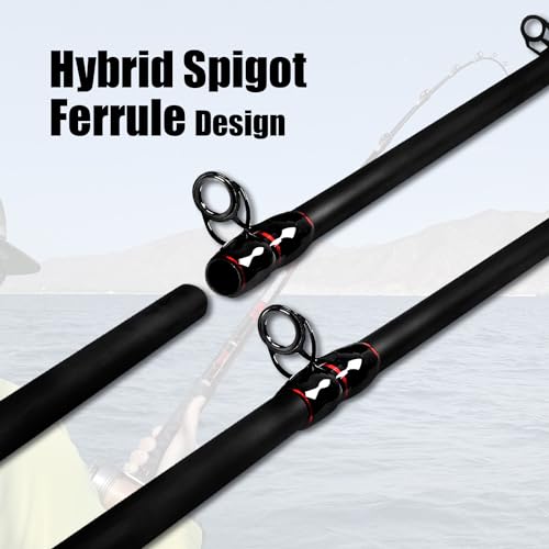 Fiblink Surf Casting Fishing Rod 2-Piece Graphite Travel Baitcasting Fishing Rod - size: Length: 12'