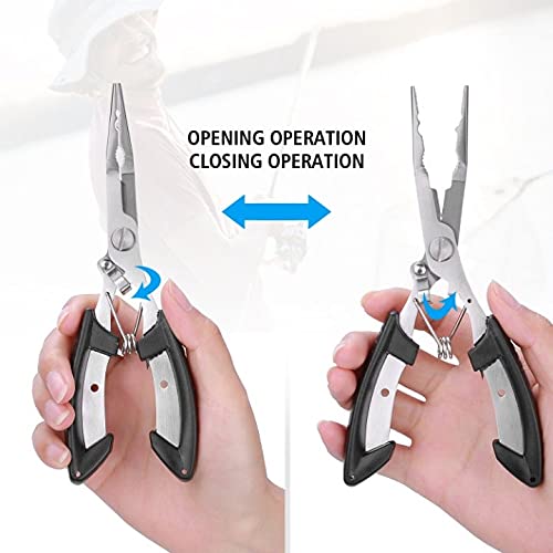 Fishing Gear Fishing Gifts for Men,Fishing Stuff,Aluminum Fishing Pliers Fly Fishing Accessories Fish Lip Gripper Saltwater Resistant Fishing Tools with Sheath and Telescopic Lanyard