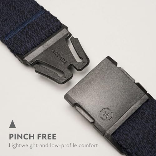 Arcade Belts A2 Unisex Adventure Belt: Heavy Duty Stretch, Metal Free Buckle - color: Atlas - Heather Navy, size: Standard (Up to 40"); 1.5" Wide