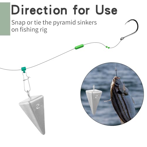 Pyramid Sinkers -18 Pieces - Tangle-Free Saltwater Surf Fishing Weights with 2PCS Sinker Slider for Ocean, Beach, Pier Fishing Gear Tackle - style: 18pcs-2oz