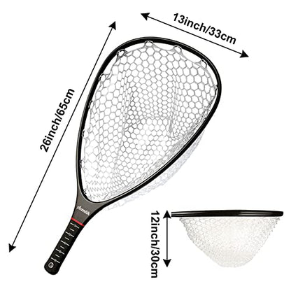 Aventik Fly Floating Fishing Net Carbon Fiber Landing Trout Net Light Weight Clear Rubber Ghost Net Catch & Release - color: Standard black with smoke magnetic release