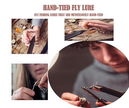Fly Fishing 120-63-33pcs Premium Hand Tied Fly Fishing Accessories - Fly Boxes Included Dry, Wet, Nymphs, Streamers, Wooly Buggers Trout Flies
