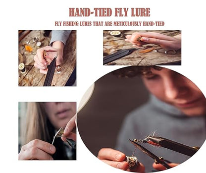 Fly Fishing 120-63-33pcs Premium Hand Tied Fly Fishing Accessories - Fly Boxes Included Dry, Wet, Nymphs, Streamers, Wooly Buggers Trout Flies