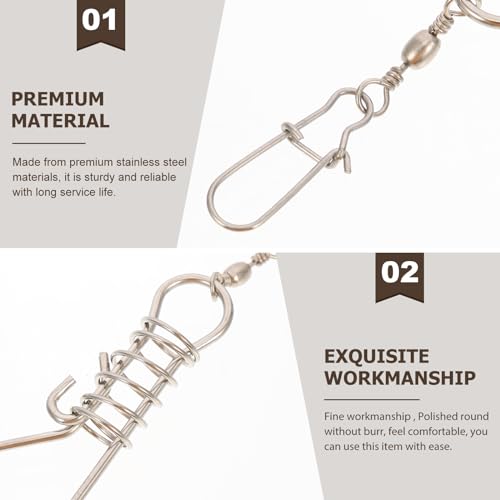 BESPORTBLE 20 Pcs Fish Lock Stainless Steel Fish Stringer Fish Baskets for Live Fish Fishing Live Well for Fish Outdoor Tools Stainless Steel Fish Clip High Strength Wire Clamp