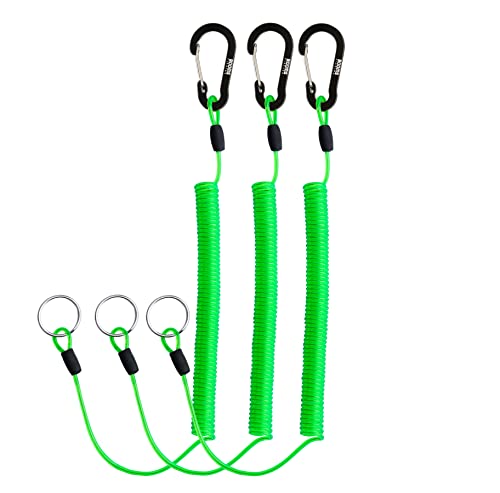 Booms Fishing T01 Coiled Lanyards for Fishing Rods and Fly Fishing Nets - color: Green, 3pcs
