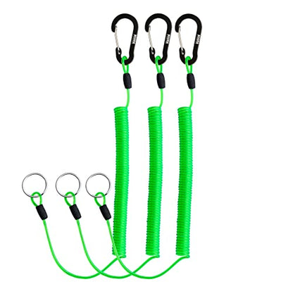 Booms Fishing T01 Coiled Lanyards for Fishing Rods and Fly Fishing Nets - color: Green, 3pcs