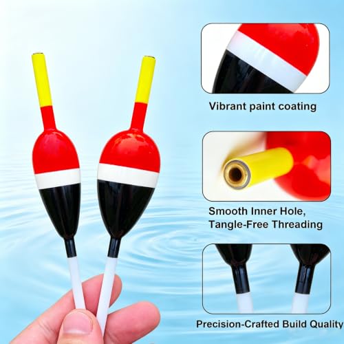Fishing Bobbers and Floats, High Sensitive Slip Bobber with Balsa Wood Body,for Crappie Bluegill Trout Bass Panfish Catfish Walleye,8pcs - color: L-8pcs