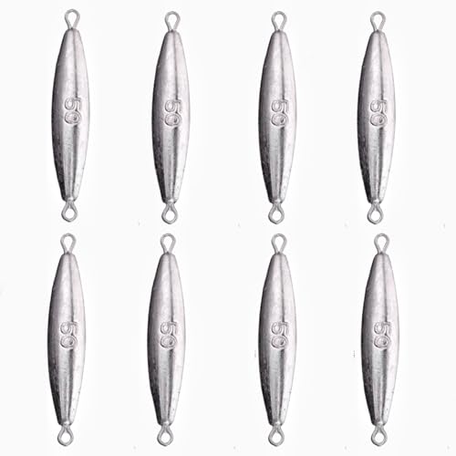 10PCS Fishing Weights Torpedo Sinkers Inline Trolling Sinkers Weights Kit Fishing Sinkers Catfishing Sinkers Saltwater Fishing Torpedo Weights Double Ring Sinkers - 1oz(30g) - size: 1.76oz(50g)-8 Pack