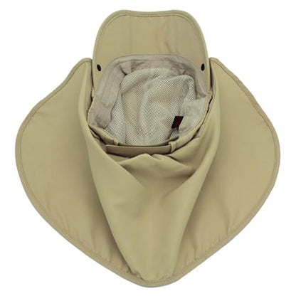 Connectyle Men's Sun Hat with Detachable Neck Flap Adjustable Outdoor UPF 50+ Baseball Sun Cap for Fishing Hiking Golfing - color: Khaki