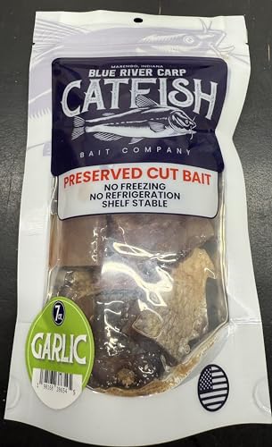 Garlic Scented - Preserved Cut Bait for Fishing in a Convenient 7oz - Reasealable Package with Many Pieces.