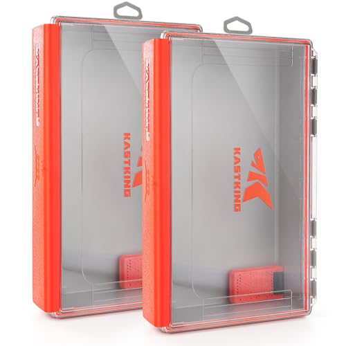 KastKing HyperSeal Waterproof Tackle Box, 3700 Deep Tackle Trays, Fishing Tackle Box Organizer With Exterior Stickers, Fishing Gear & Fishing Accessories Storage, 2 Packs No Compartment - size: 3700 Deep(2 Packs no compartment)