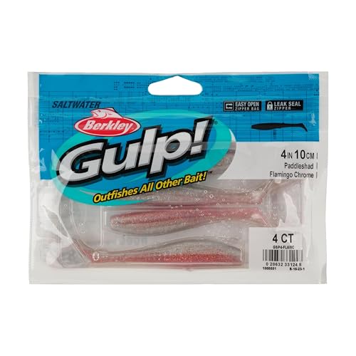 Berkley Gulp! Saltwater Paddleshad Fishing Soft Bait - color: Flamingo Chrome, size: 4"