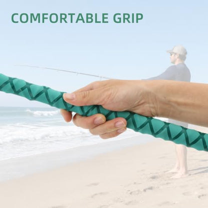 Surf Rod Saltwater 9ft- 4-Piece Carbon Fiber Surf Fishing Rods, Portable Travel Surf Spinning Rod with 20-40lb Power Green Blue - color: Green, size: 9FT Surf Rod