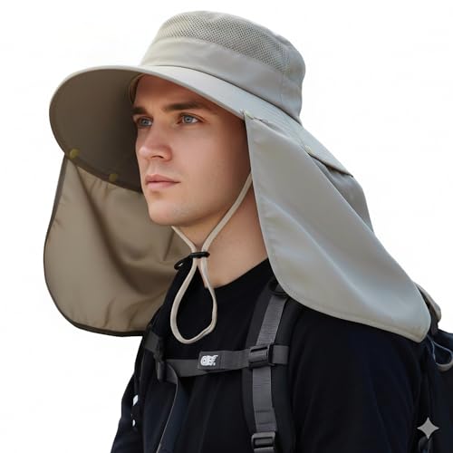 Women Wide Brim Face Mask Sun Hat Detachable Neck Face Flap Ponytail UV Protection Visor Hat Garden Fishing Hiking - color: Bg9215-mise