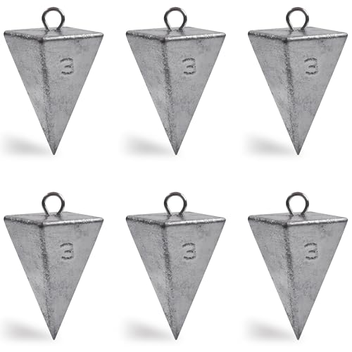 Pyramid Sinkers Fishing Weights Sinkers Saltwater Surf Fishing Weights Pyramid Weights Ocean Saltwater Fishing Gear Tackle 1oz 2oz 3oz 4oz 5oz 6oz 8oz - style: 3 Ounce, 6 Pack