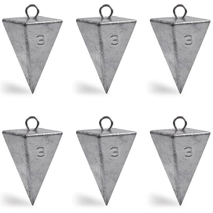Pyramid Sinkers Fishing Weights Sinkers Saltwater Surf Fishing Weights Pyramid Weights Ocean Saltwater Fishing Gear Tackle 1oz 2oz 3oz 4oz 5oz 6oz 8oz - style: 3 Ounce, 6 Pack