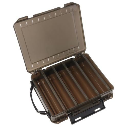 Double Sided Fishing Lure Tackle Box with Handheld, 10 Compartments Bait Storage Box Container, Fishing Tackle Accessory Case (7.8 x 6.6 x 1.9 inch)