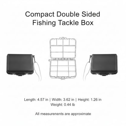 Fits Standard Vest Pockets and Kayak Hatches: Compact Double-Sided Fishing Tackle Box for Lures and Hooks, Black PP Plastic Storage Container - size: 4.57 x 3.62 x 1.26 in