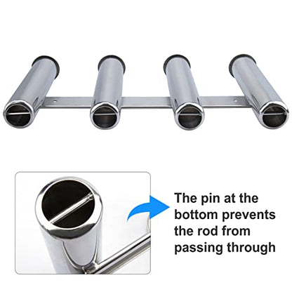 Fishing Rod Holder for Boat, Vertical Wall Mounted Fishing Rod Rack, Stainless Steel Rod Holder for Marine Boat,Fishing Boat, Truck (4 Tubes Standard) - color: 4 Tubes Standard