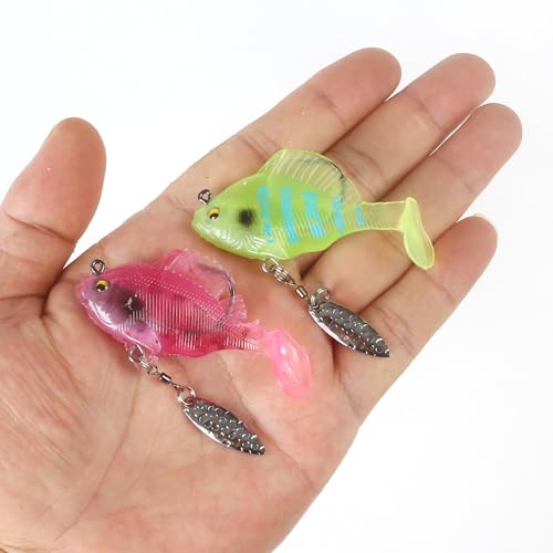 Soft Fishing Lures for Bass: Premium Pre-Rigged Jig Head Paddle Tail Swimbaits for Freshwater and Saltwater - color: 12pcs spinner