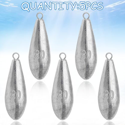 Fishing Weights Sinkers Bank Fishing Lead Sinkers | Bullet Fishing Weights Ocean Saltwater Surf Fishing Gear Fishing Assortment 1oz 2oz 3oz 4oz - style: 3oz-5pcs
