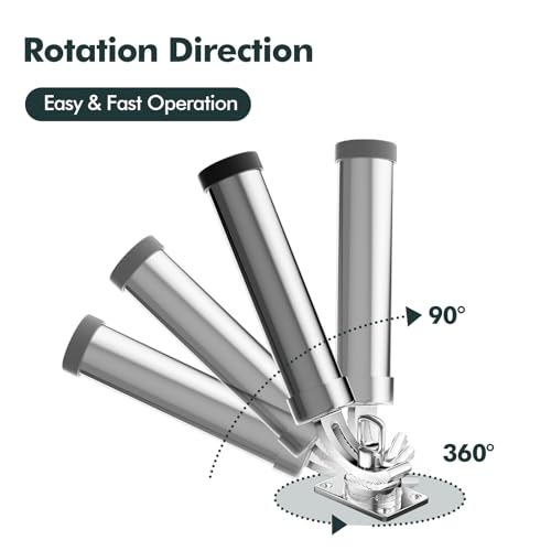 Rod Holders for Fishing Boat，2 Pack 316 Stainless Steel 360 Degree Adjustable Deck Flush Mount Fishing Rod Pole Holder for Marine Boat Yacht