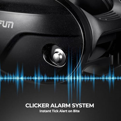Piscifun Alinox 400 Baitcaster Fishing Reel, 38Lbs Max Drag Aluminum Alloy Frame Baitcasting Reel, Available in 6.6:1/8.1:1 Gear Ratio, Freshwater and Saltwater Low Profile Casting Reel for Musky - color: Black - 8.1:1, style: Right Hand Retrieve
