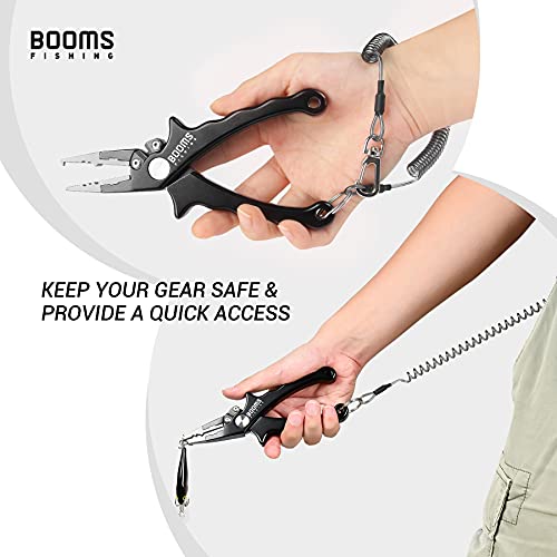 Booms Fishing T04 Fishing Lanyards Fishing Tool/Pole Safety Coil Lanyard Retractable Wire Inside Tup Cover - color: 6pcs / pack_colorful