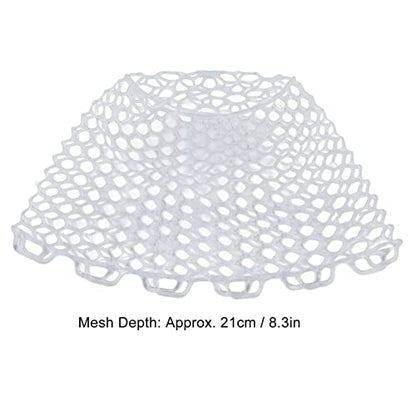 Fly Fishing Landing Net, Collapsible Clear Rubber Replacement Bag with Soft Mesh for Angler, White 21cm Depth