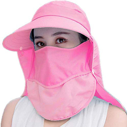 Wide Brim Sun Hat – Multifunctional UPF 50 Protection Bucket Fishing Hat Cap - color: Pink, size: One Size