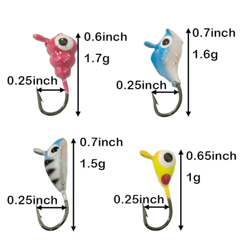 Ice Fishing Jigs Glow Fishing Bait Jigging Hook Kit Winter Metal Hooks for Crappie, Panfish, Walleye, Bluegills and Other Species - style: Style2-8pcs