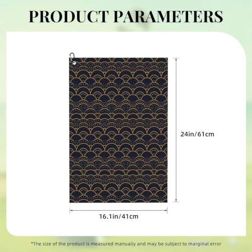 Black Fish Scales 1 Print Golf Towel (24" X 16") with Carabiner Clip Microfiber Cleaning Cloth Waffle Golf Bags Accessories for Lover Retirement Birthday Gifts