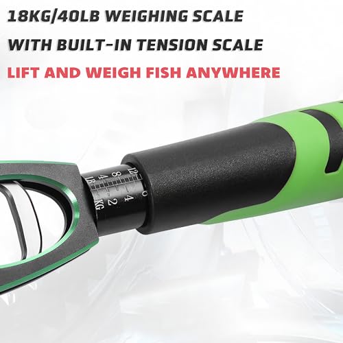 Fish Lip Gripper with Scale, 40LB/18KG Loading Capacity Aluminum Alloy Fish Scale Fish Lip Grabber Fishing Gear and Equipment Fishing Accessories Fishing Gifts for Men (Blue-Black)
