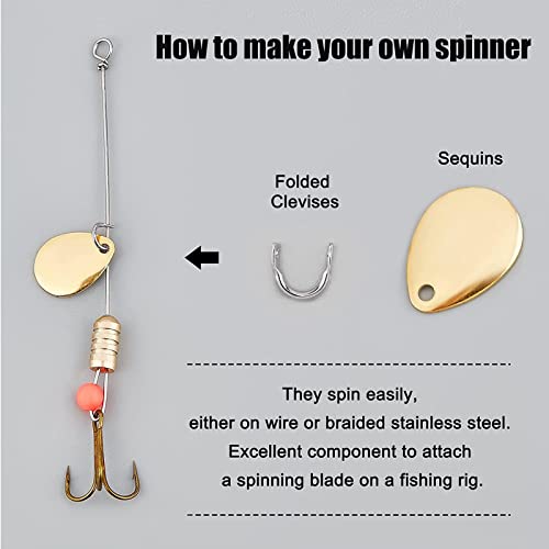SUPERFINDINGS 300Pcs Fishing Spinner Clevis U Shaped Spinnerbait Clevis Platinum Brass Links Easy Spin Spinner Clevis Spinner Change Spinner Clevis for Lure Making, Hole: 1mm - color: Platinum