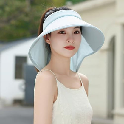Sun Visor Hats for Women Wide Brim UPF 50+ UV Sun Protection Visor Hats Casual Adjustable Roll up Summer Beach Caps - color: B-grey