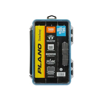 Plano StowAway 3600 Waterproof Stow Tackle Box, IPX7 Waterproof Rating, with Rustricor, Single Latch Design, Transparent DuraView Lid, Stackable Storage for Fishing Bait, Lures and Gear - size: 3600, style: Regular - New Model