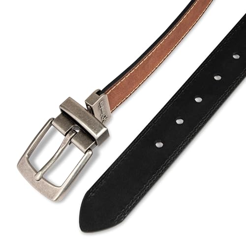 Columbia Men's 2-in-1 Reversible Casual Leather Belt – Versatile Everyday Style, Dual-sided Strap - color: Brown/Black Contrast Stitch, size: X-Large (42-44)