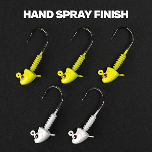 Swimbait Jig Heads with Stacked Cone Keeper, Minnow Style Eye Fishing Jighead 3/16 1/4 3/8 1/2oz (15 PCs) - color: Chartreuse, size: 1/4oz - 3/0 - 15 pack