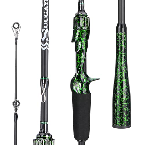 Sougayilang Berdea L Fishing Rod, 2-Piece IM6 Carbon Fiber Strong Casting & Spinning Rods for Bass, Trout, Walleye, Catfish - color: Casting, size: 6'6" Medium- Fast- 2piece