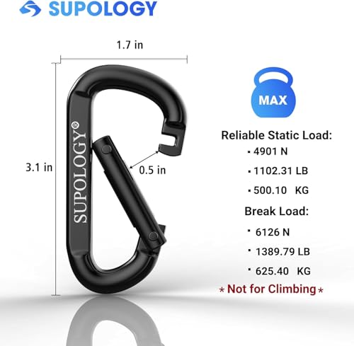 Heavy Duty Carabiner Clip, Steel Carabiners 1100lbs 3" D Shaped Spring Hook Small Clips for Hammocks, Hiking, Keychains, Outdoors and Gym, Dog Leash and Key Ring - style: 3PCS 3'' Clips