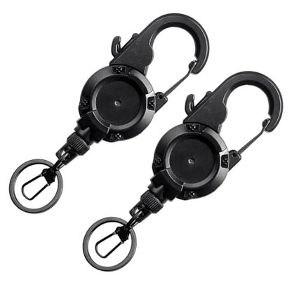 2pcs Fly Fishing Retractor with 26inch Cord Locking Keychain Badge Holder for Anglers Fishing Tool Wire Lanyard with Line Cutter