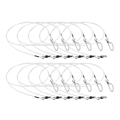 12pcs Fluorocarbon Fishing Leader Set for Saltwater Freshwater, 20LB-80LB, 6-24 Inches, Invisible Underwater, Abrasion-Resistant, Soft Strong Wire with Twists Snap - size: 12in-35lb