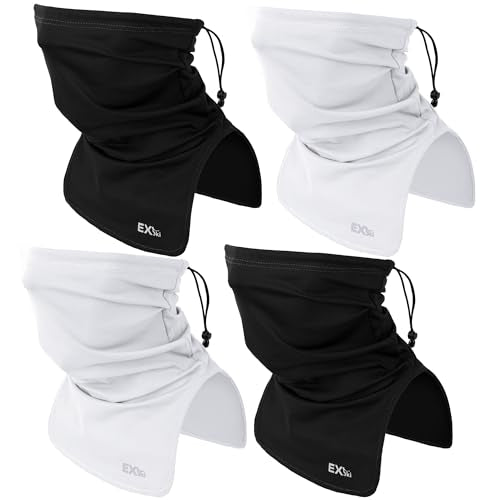 UPF 50+ Breathable Neck Gaiter, Adjustable Quick Dry Neck Gaiters for Men & Women Sun Protection Face Mask for Fishing - color: 2black+2white
