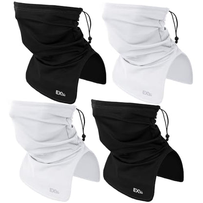UPF 50+ Breathable Neck Gaiter, Adjustable Quick Dry Neck Gaiters for Men & Women Sun Protection Face Mask for Fishing - color: 2black+2white